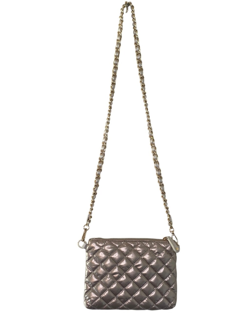 Lemonbella Quilted Chain Strap Bag Small Crossbody Removable Strap Neutral - Picture 3 of 14